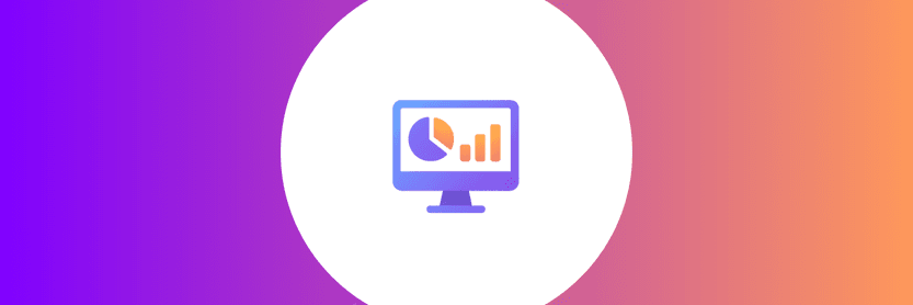 Ícone de monitor exibindo gráfico de pizza e barras, representando análise de dados e insights em tempo real.